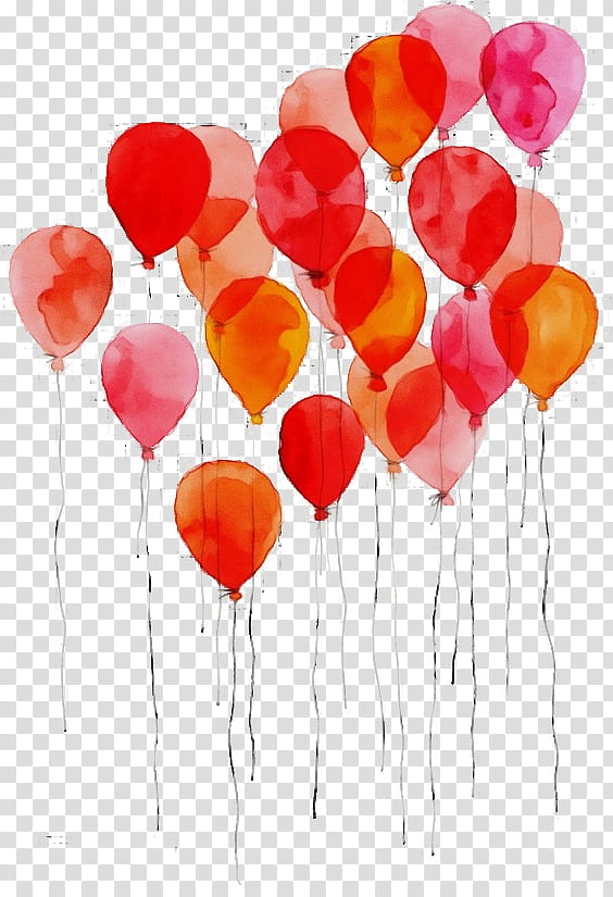 balloon watercolor paint party supply coquelicot, Wet Ink transparent background PNG clipart