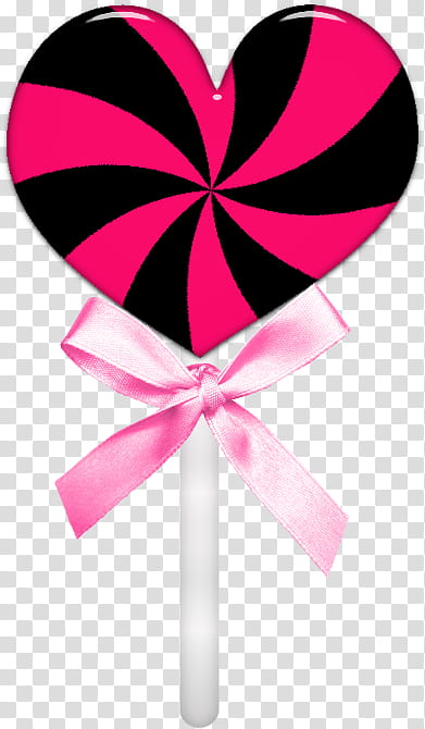 Piruletas s, pink and black striped heart lollipop transparent background PNG clipart