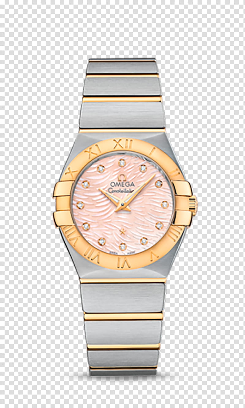 Clock, Omega Constellation Ladies Quartz, Omega Speedmaster, Watch, Omega SA, Omega Seamaster, Omega De Ville, Gold transparent background PNG clipart