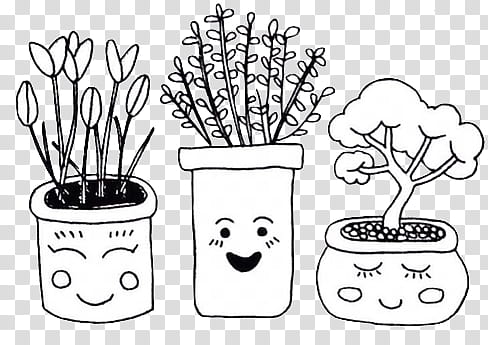 potted plants clipart black and white