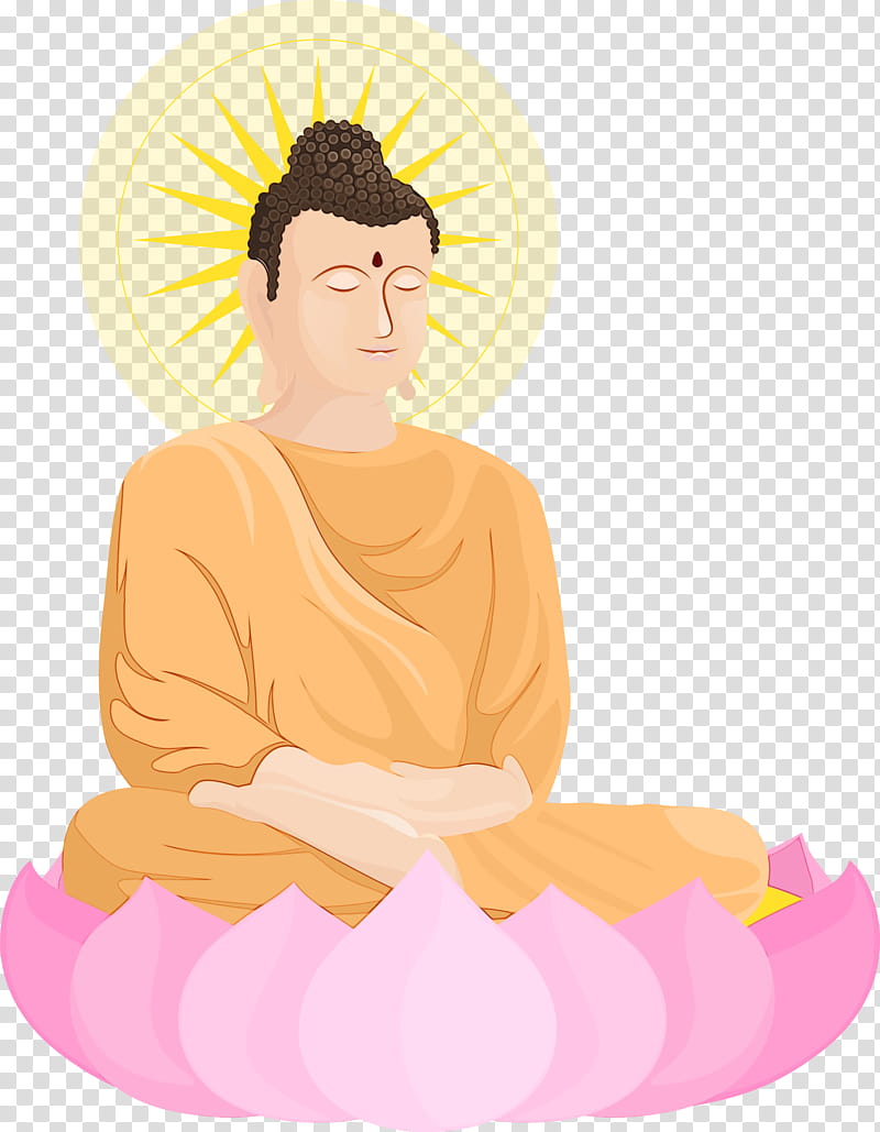 sitting meditation, Bodhi Lotus, Watercolor, Paint, Wet Ink transparent background PNG clipart