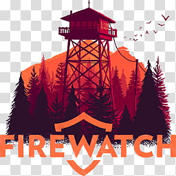 Firewatch, red house illustration with Firewatch text overlay transparent background PNG clipart