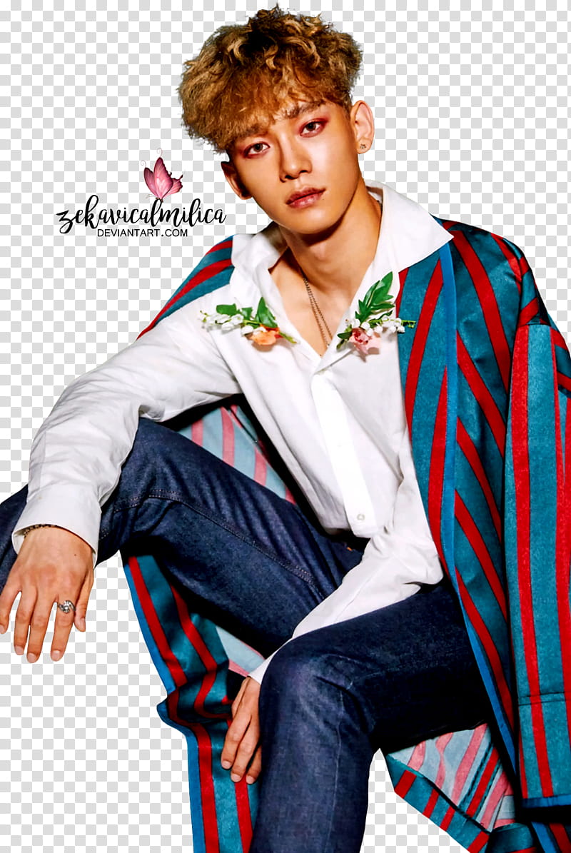 EXO Chen The War, man in white dress and blue jeans transparent background PNG clipart