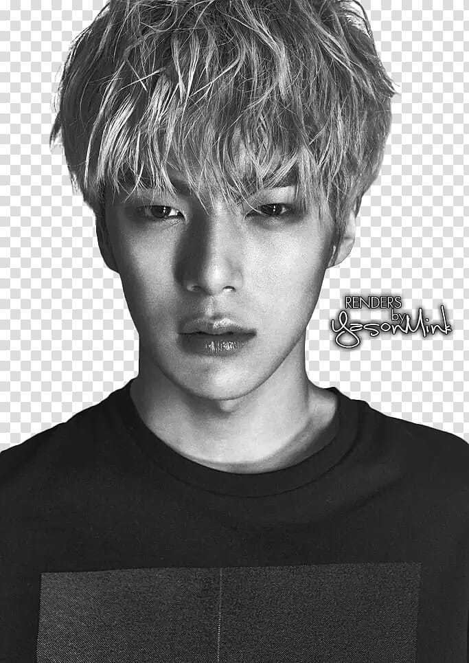 Minhyuk of MONSTA X, grayscale of man transparent background PNG clipart