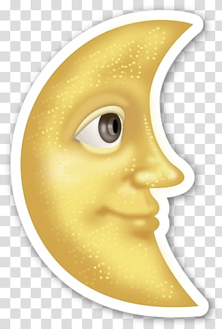 EMOJI STICKER , yellow crescent moon transparent background PNG clipart