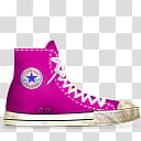 Mega, unpaired pink Converse All-Star high top sneaker transparent background PNG clipart