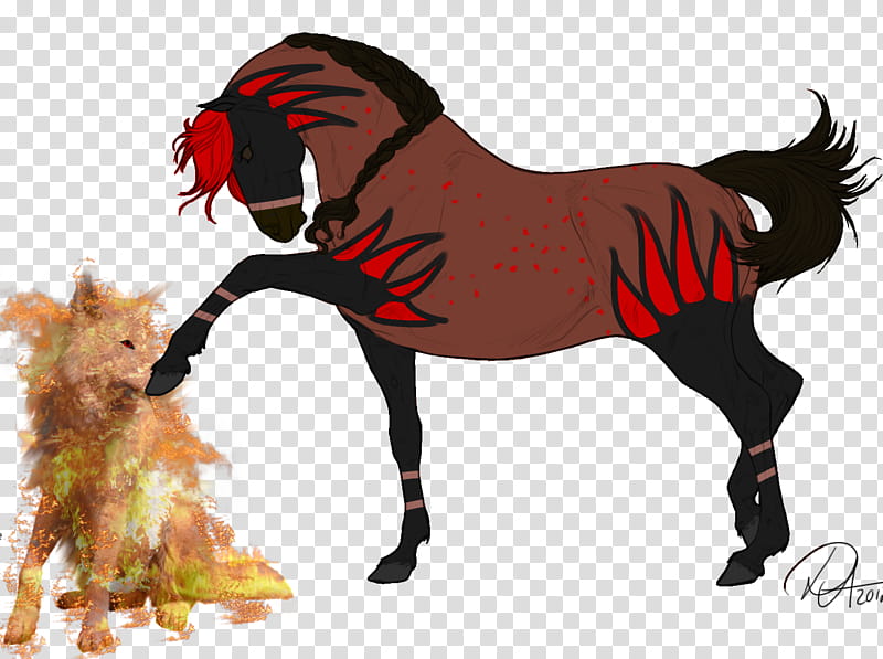 Element fun, brown and black horse kicking brown dog transparent background PNG clipart