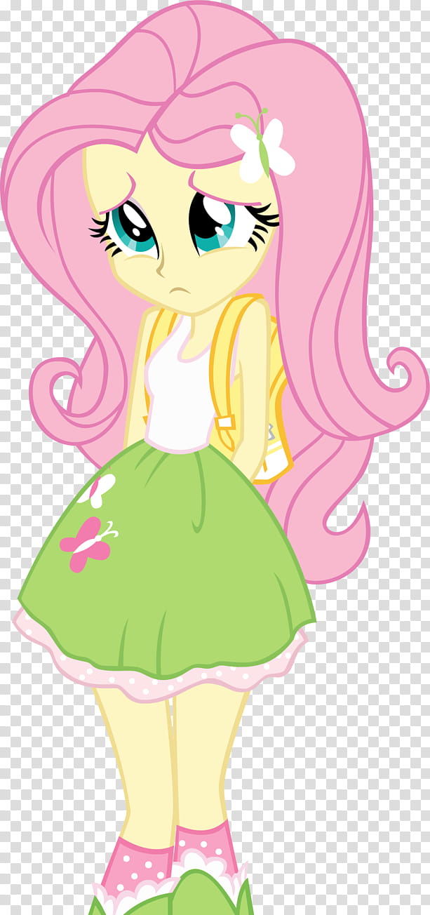 Equestria Girls: Scolded Fluttershy, woman in white and green dress illustration transparent background PNG clipart
