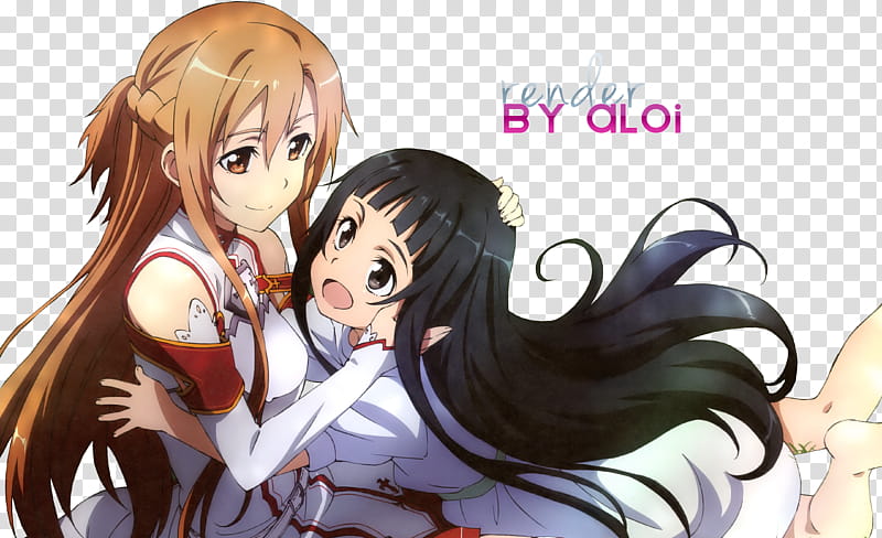 YUUKI Asuna and YUI render transparent background PNG clipart