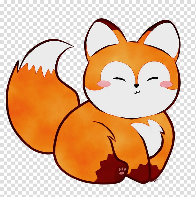 Red fox Cartoon Drawing Arctic fox, Watercolor, Paint, Wet Ink, Cuteness, Fur, Animation, Orange transparent background PNG clipart