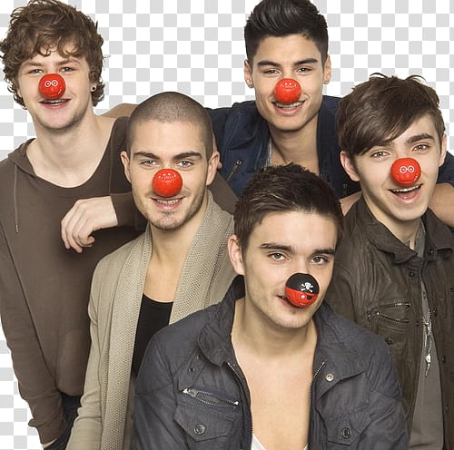 Four Men With Red Clown Noses Transparent Background Png Clipart