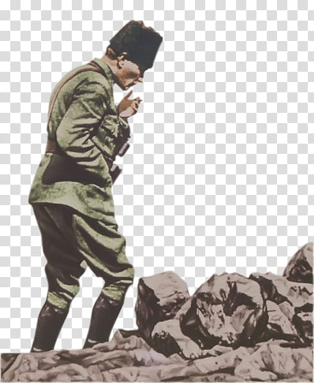ATATURK, man in uniform walking on rock transparent background PNG clipart