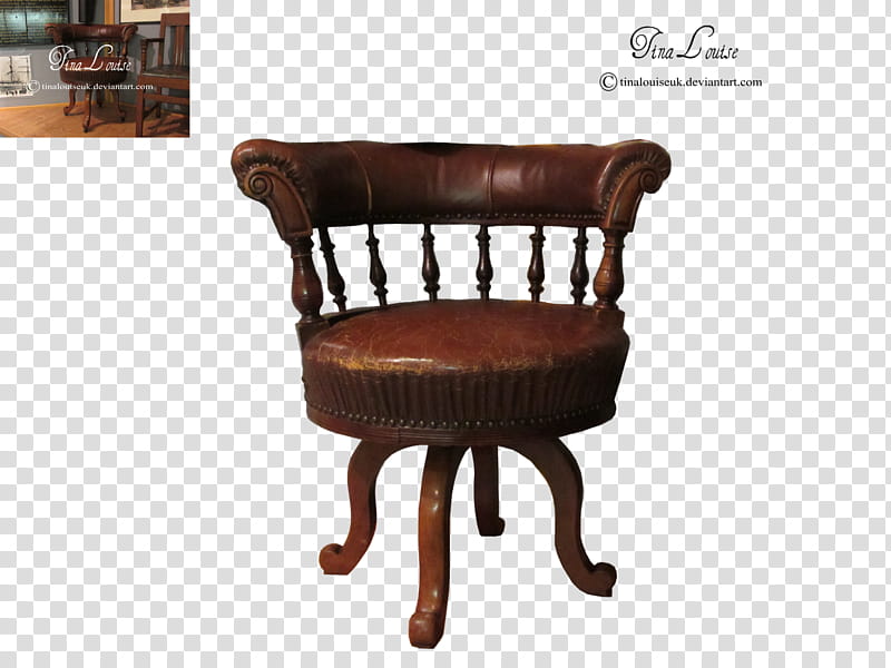 Chair , brown wooden based brown leather padded chair transparent background PNG clipart