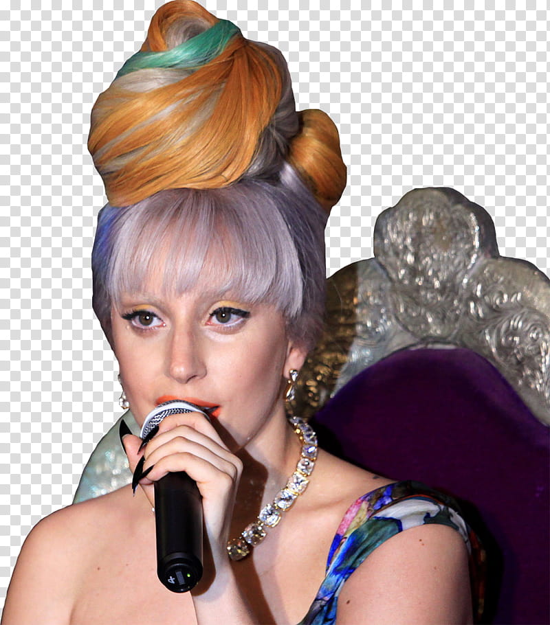 Lady Gaga , Lady Gaga with orange and white hair dye transparent background PNG clipart