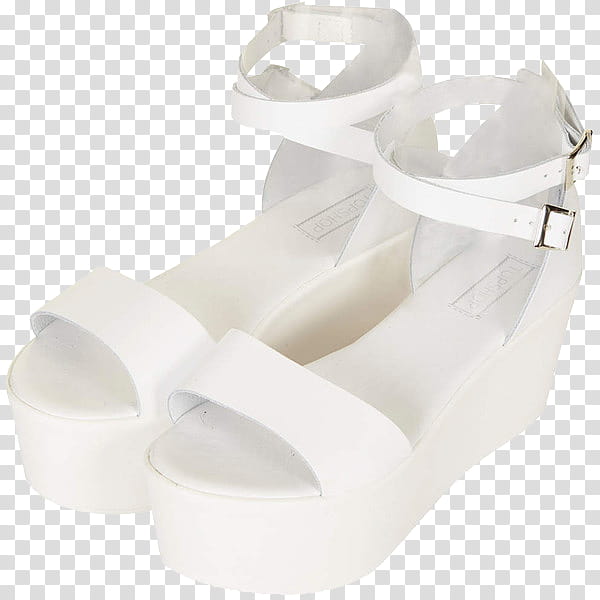 AESTHETIC, pair of white open-toe ankle-strap platform sandals transparent background PNG clipart