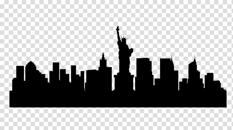 New York City, Skyline, Silhouette, Latar Langit, Cityscape, White, Black, Human Settlement transparent background PNG clipart