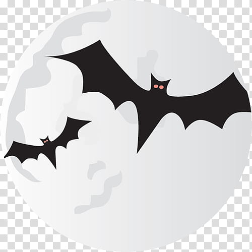 Halloween, two black bats under moon illustration transparent background PNG clipart