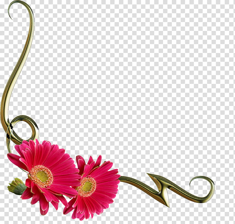 flowers corners, red daisy flower art transparent background PNG clipart