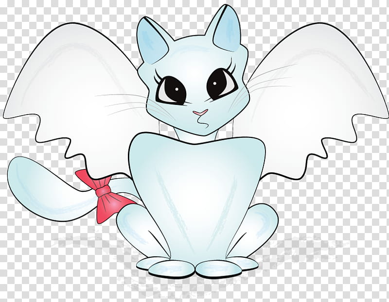 Frosty, white and blue cat with wings cartoon character transparent background PNG clipart