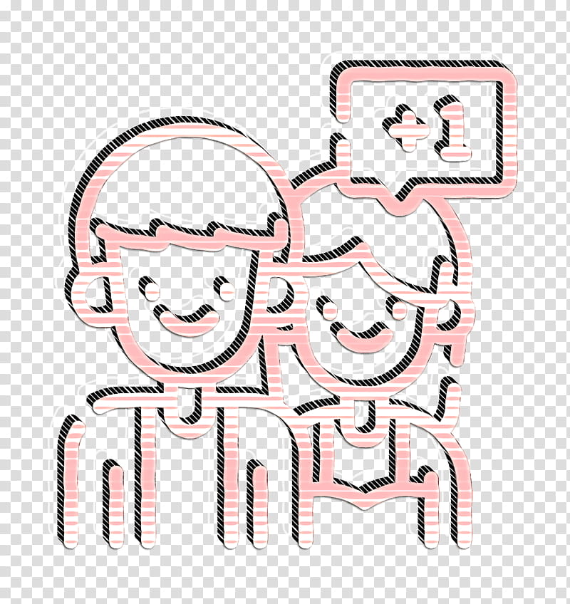 Social Media icon Request icon Friend icon, Text, Cartoon, Pink, Line, Line Art, Smile transparent background PNG clipart