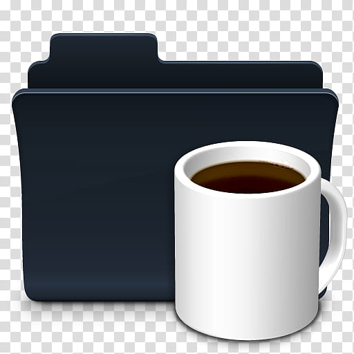 Oficial, white mug and black file folder icon transparent background PNG clipart