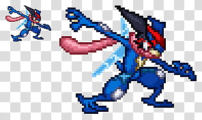 Pokemon Ash-Greninja Sprite, blue red and black abstract art transparent background PNG clipart