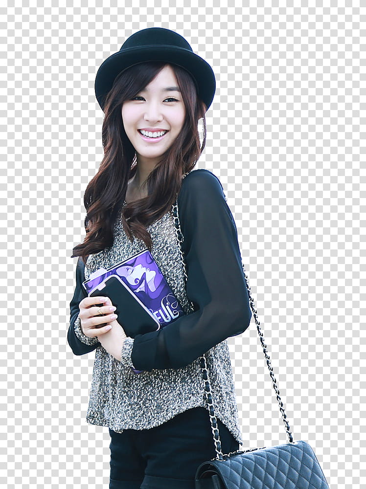 SNSD TIFFANY AIRPORT, women's black fedora hat transparent background PNG clipart