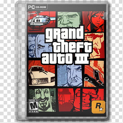 Game Icons , Grand-Theft-Auto-III (FB), Grand Theft Auto III PC CD-Rom case transparent background PNG clipart