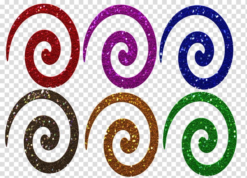 Twirlies Galore, six assorted-color spiral paints transparent background PNG clipart