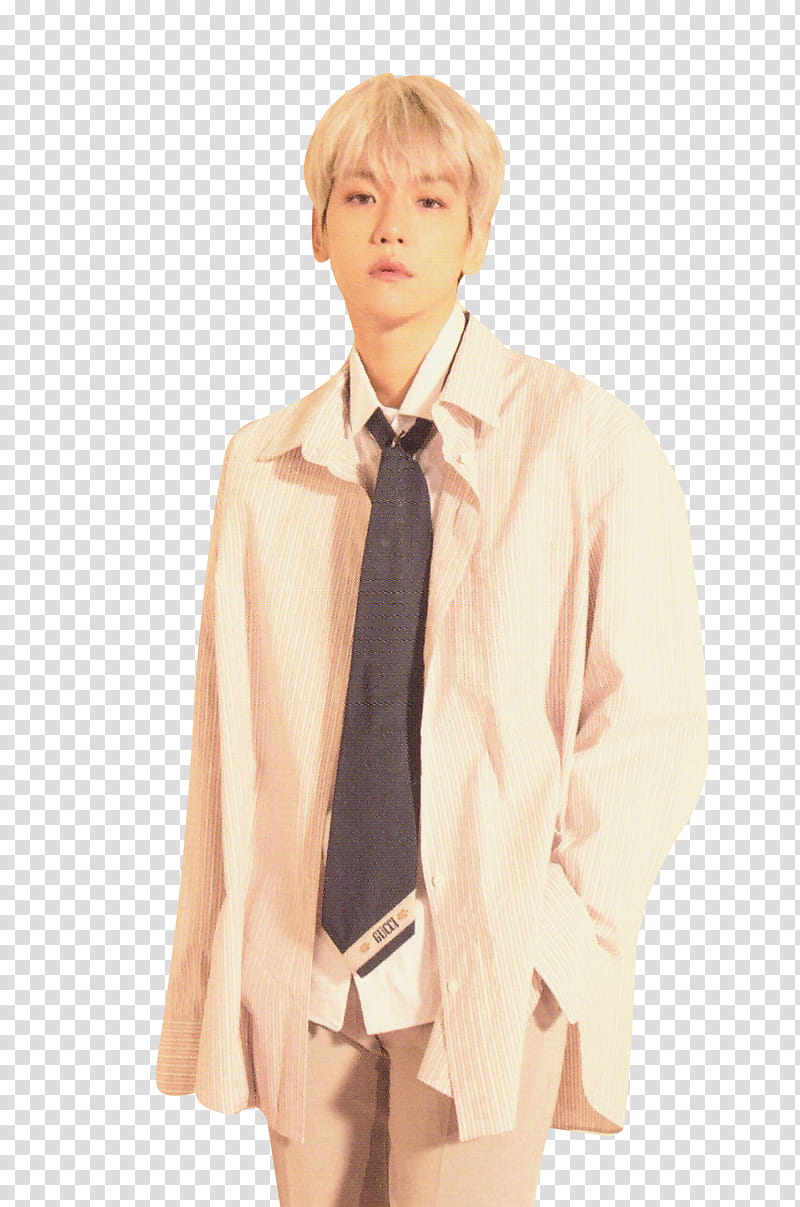 BaekHyun Blooming Day, man in beige dress shirt transparent background PNG clipart