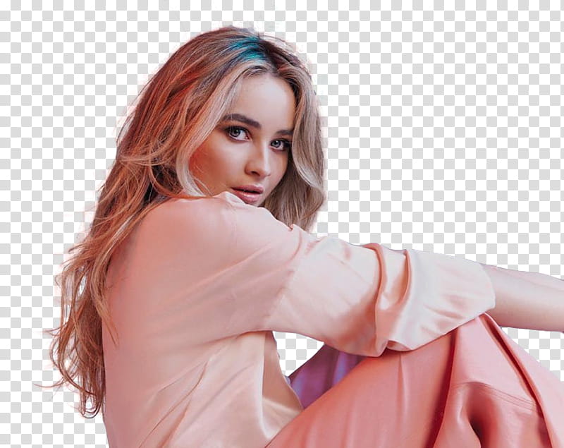 Sabrina Carpenter, woman in pink top transparent background PNG clipart