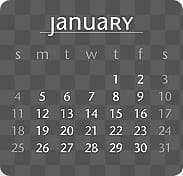 Calendar, January calendar transparent background PNG clipart