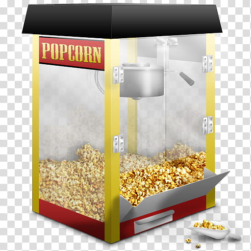 Popcorn Machine icon, yellow, red, and black Popcorn maker transparent ...