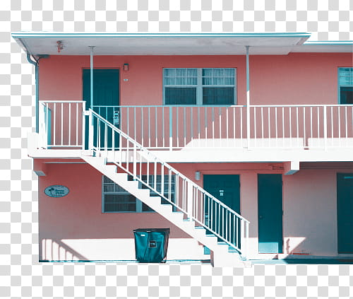 , white and pink concrete -storey house with staircase illustration transparent background PNG clipart