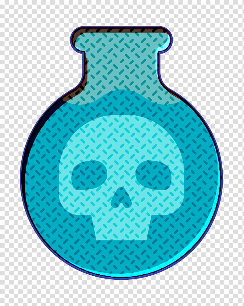 arcanum icon halloween icon poison icon, Potion Icon, Aqua, Blue, Turquoise, Teal, Bone transparent background PNG clipart