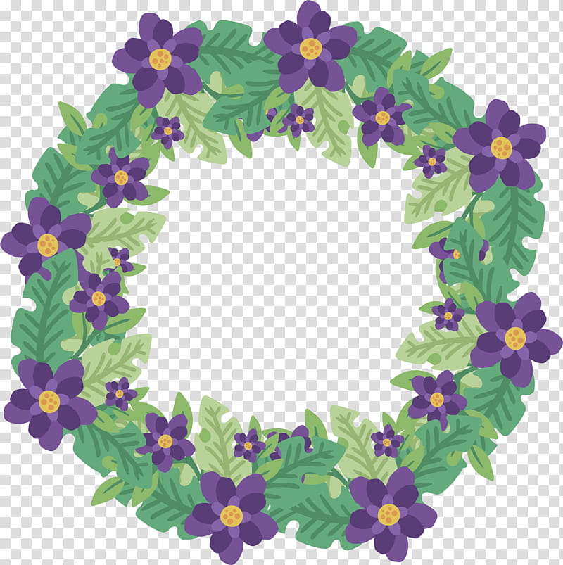 Purple Flower Wreath, Floral Design, Violet, Color, Garland, Petal, Violet Family, Annual Plant transparent background PNG clipart