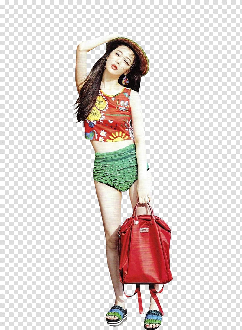 FX Sulli Ceci Magazine HQ, woman holding red leather bag transparent background PNG clipart