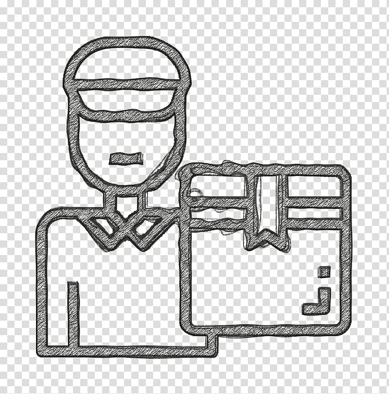 Logistic icon Delivery man icon Courier icon, Line, Line Art, Coloring Book transparent background PNG clipart