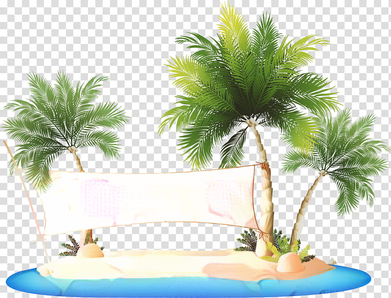 Coconut Leaf Drawing, Beach, Cartoon, Sea, Ocean Beach, Seaside Resort, Seascape, Tree transparent background PNG clipart