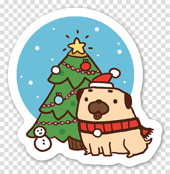Christmas Tree, Christmas Day, Pug, Sticker, Yule, Christmas Ornament, Animal, Ramen transparent background PNG clipart