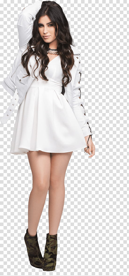 Fifth Harmony, woman wearing white long-sleeved dress transparent background PNG clipart