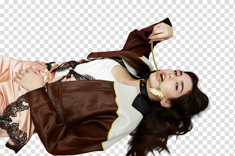 Dua Lipa, woman holding white flower transparent background PNG clipart