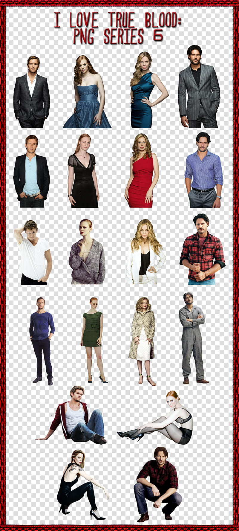 I LOVE TRUE BLOOD SERIES , True Blood characters collage transparent background PNG clipart