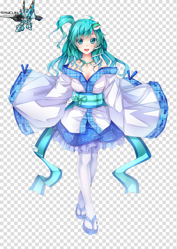 render sanae kochiya , teal-haired female anime character transparent background PNG clipart