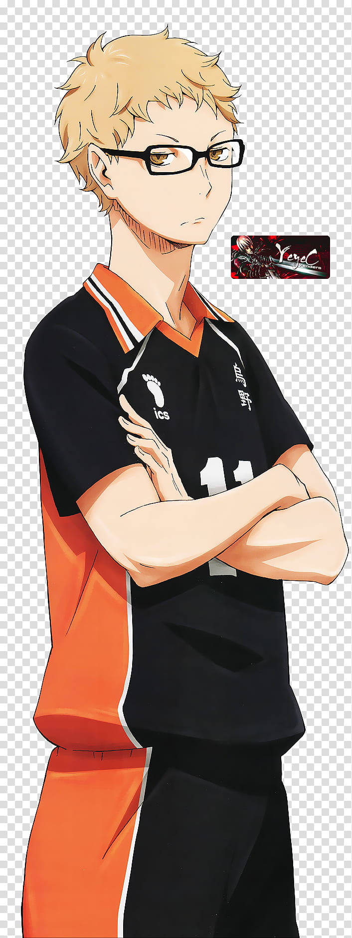 Haikyuu Render Kei Tsukishima, anime character illustration transparent background PNG clipart