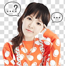 Red Velvet wendy kakao talk emoji, woman in orange sweater thinking transparent background PNG clipart