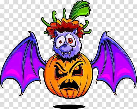 monsters , Halloween-themed pumpkin bat illustration transparent background PNG clipart