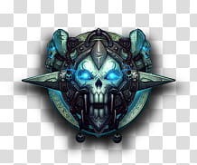 World of Warcraft Dock Icons, Death knight, black and teal skull illustration transparent background PNG clipart