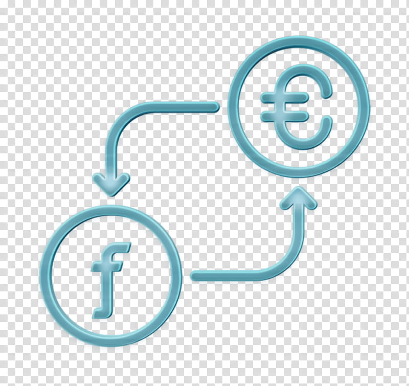 conversion icon currency icon euro icon, Finance Icon, Guilder Icon, Money Icon, To Icon, Turquoise, Line, Symbol transparent background PNG clipart