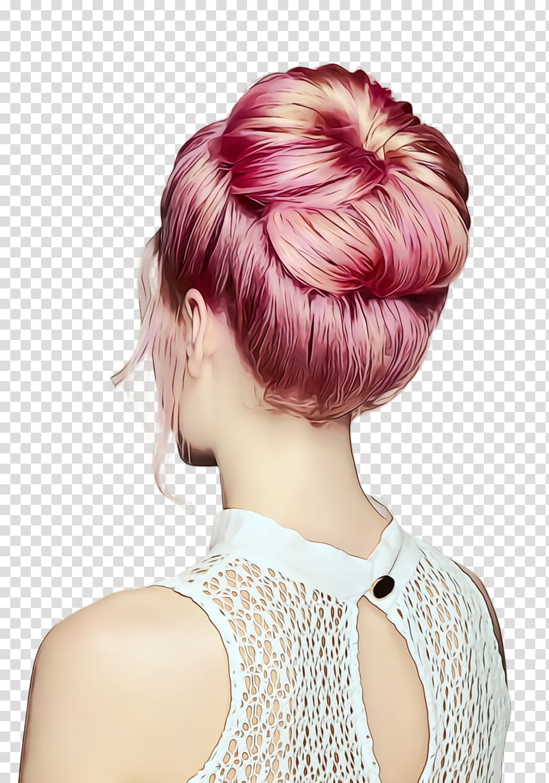 hair hairstyle chin pink hair coloring, Watercolor, Paint, Wet Ink, Wig, Blond, Human, Fashion Accessory transparent background PNG clipart